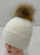 NEW! Knit Cable Beanie with Fox Fur Pom # H1333F