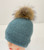 NEW! Knit Cable Beanie with Fox Fur Pom # H1333F