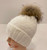 NEW! Knit Cable Beanie with Fox Fur Pom # H1334F