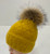 NEW! Knit Cable Beanie with Fox Fur Pom # H1334F