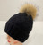 NEW! Knit Cable Beanie with Fox Fur Pom # H1334F