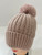 NEW! Knit Cable Beanie with Faux Fur Pom # H1311