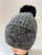 NEW! Knit Cable Beanie with Faux Fur Pom # H1314