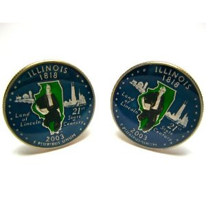 Illinois State US Quarter Cufflinks Illinois State US Quarter Cufflinks