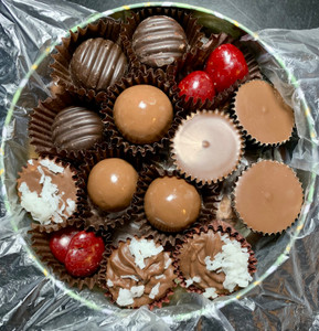 1 Pound assortment of both milk and dark including Red Velvet Cherries. 1 Pound assortment of both milk and dark including Red Velvet Cherries.