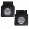 VWC-111-821-805-BBK - 111821805B - MUD FLAPS WITH BRACKETS & HARDWARE - BLACK WITH WHITE LOGO - BEETLE 46-73 - GHIA 56-74 - SOLD PAIR
