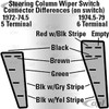 VWC-111-953-519-H - 111953519H - QUALITY REPRODUCTION - WINDSHIELD WIPER SWITCH ON STEERING COLUMN - 5 WIRE CONNECTOR - BEETLE 72-74 - GHIA 72-74 - TYPE-3 72-74 - VW THING 73-79 - SOLD EACH