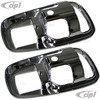 VWC-113-837-239-B2 - (113837239B) - GERMAN QUALITY - PAIR OF CHROME METAL TRIM PLATES - FOR DOOR RELEASE LEVER - STANDARD BEETLE 67-77 / GHIA 65-70 / BUS 74-79 / TYPE-3 62-73 - SOLD PAIR