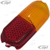 VWC-141-945-227 - (141945227) GERMAN REPRODUCTION - AMBER/RED TAIL LIGHT LENS ONLY (WITHOUT CHROME RING) - LEFT OR RIGHT - GHIA 56-59 - SOLD EACH