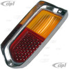 VWC-141-945-227-CR - (141945227) GERMAN REPRODUCTION - AMBER/RED TAIL LIGHT LENS WITH CHROME RING - LEFT OR RIGHT - GHIA 56-59 - SOLD EACH