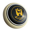 VWC-211-415-669-IS - 211415669 - IVORY HORN BUTTON WITH BLACK AND GOLD CASTLE CREST - BUS 55-67 - BEETLE 56-59 - SOLD EACH