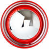 ACC-C10-6620-RD-KIT - NEW HOT ROD RED WHEEL PACKAGE - SET OF 4 - 15 INCH RED SMOOTHIE 5X205MM 5 BOLT STEEL WHEELS - WITH STAINLESS STEEL HUBCAPS AND TRIM RINGS - SET OF 4