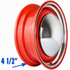 ACC-C10-6620-RD-KIT - NEW HOT ROD RED WHEEL PACKAGE - SET OF 4 - 15 INCH RED SMOOTHIE 5X205MM 5 BOLT STEEL WHEELS - WITH STAINLESS STEEL HUBCAPS AND TRIM RINGS - SET OF 4