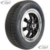 C32-E28B-SET-WT - SET OF 4 15X5.5 BLACK 8 SPOKE WHEELS (4X130MM - 4.6 IN. BACKSPACE) - WITH 2 X 185/65-HR15 AND 2 X 195/65-HR15 TIRES MOUNTED AND BALANCED - READY TO BOLT-ON - SOLD SET OF 4