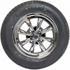 C32-E28C-SET-WT - SET OF 4 15X5.5 CHROME 8 SPOKE WHEELS (4X130MM - 4.6 IN. BACKSPACE) - WITH 2 X 185/65-HR15 AND 2 X 195/65-HR15 TIRES MOUNTED AND BALANCED - READY TO BOLT-ON - SOLD SET OF 4