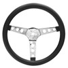 C13-79-4120 - EMPI – POLY FOAM CHROME STEERING WHEEL – 3 SPOKE – 13.5 INCH DIA. – 3.5 INCH DISH (HUB ADAPTER / HORN BUTTON SOLD SEP.) – SOLD EACH