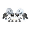 C13-22-6151-B - EMPI - DELUXE FRONT BALL-JOINT DISC BRAKE KIT WITH DROPPED SPINDLES - SLOTTED AND DRILLED WITH 4X130 BOLT PATTERN - SILVER WILWOOD CALIPERS - W/BRGS - SEALS - HARDWARE - STANDARD BEETLE 66-77 - GHIA 66-74 - SOLD KIT