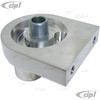 C12-3015-11 - BILLET OIL FILTER ADAPTER WITH PORTS UP - TAPPED FOR 1/2 INCH NPT FITTING - WITH 2 THREADED MOUNTING HOLES