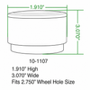 C13-10-1107 - EMPI - BILLET POLISHED ALUMINUM TALL LOGO CENTER CAPS FOR 911 STYLE AND GAS-BURNER STYLE WHEELS (FIT 70MM DIA. HOLE) - SOLD PAIR