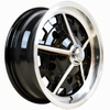 C32-4515SAS520514BM - CIP EXCLUSIVE! - SUPER SLOT WHEEL W/CENTER CAP AND VALVE STEM - GLOSS BLACK WITH BRITE LIP & SPOKES - 15 INCH X 4.5 INCH WIDE - (BACKSPACING 3.89INCH ET+14) 5 BOLT X 205MM - BALL SEAT HARDWARE SOLD SEP. - SOLD EACH