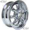 C32-E28C - 00-9683-0 - FULLY CHROMED 8 SPOKE ALUMINUM WHEEL - 5.5 INCH WIDE X 15 INCH DIA. WITH 4.6 IN. BACKSPACE - 4X130MM BOLT PATTERN - CENTER CAP & VALVE STEM INCLUDED - USES 60% ACORN HARDWARE - HARDWARE SOLD SEPARATELY - SOLD EACH