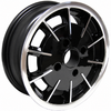 C32-GB2B - GAS-BURNER STYLE ALUMINUM WHEEL - BLACK WITH POLISHED RIBS - 5.5 INCH WIDE X 15 INCH DIA. - 5X130MM BOLT PATTERN (5 INCH BACKSPACE) - CENTER CAP AND BALL-SEAT HARDWARE SOLD SEPARATELY - SOLD EACH