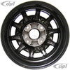 C32-GBB - GAS-BURNER STYLE ALUMINUM WHEEL - BLACK WITH POLISHED RIBS - 5.5 INCH WIDE X 15 INCH DIA. - 4X130MM VW BOLT PATTERN (4 INCH BACKSPACE) - CENTER CAP AND  BALL-SEAT HARDWARE SOLD SEPARATELY - SOLD EACH