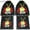 ACC-C10-3748 - EMPI 15-1097 15-1098 - LADYBUG RUBBER FLOOR MATS - 4 PIECE SET - ALL BEETLES - BLACK WITH RED/YELLOW/WHITE BUG - SET OF 4 MATS
