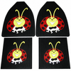 ACC-C10-3748 - EMPI 15-1097 15-1098 - LADYBUG RUBBER FLOOR MATS - 4 PIECE SET - ALL BEETLES - BLACK WITH RED/YELLOW/WHITE BUG - SET OF 4 MATS