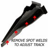 TAB-402-422 - 211-801-672-D - 211801672D - MADE IN DENMARK - DELUXE COMPLETE LOWER TRACK ASSEMBLY FOR SLIDING DOOR GUIDE RAIL - WELDS TO BODY - BLACK OR GALVANIZED COATING MAY VARY - BUS 68-79 - SOLD EACH