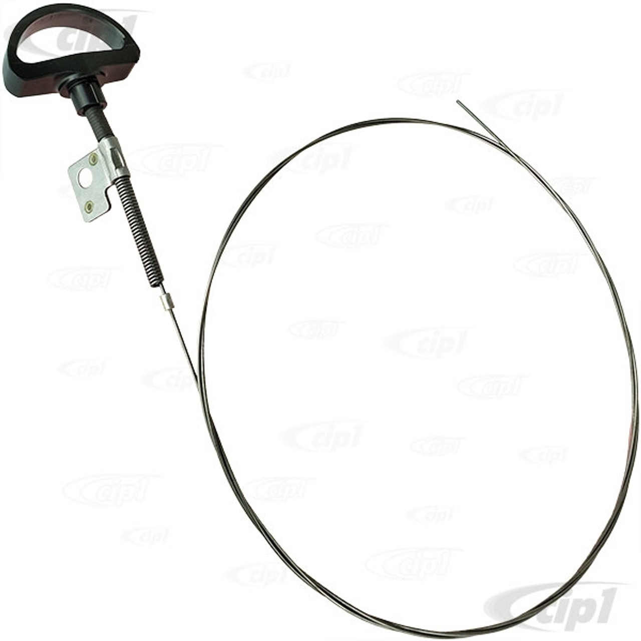 VWC-181-823-531-C - (181823531C) MADE IN GERMANY - FRONT HOOD RELEASE CABLE  WITH HANDLE AND BRACKET - VW THING 70-79 - SOLD EACH