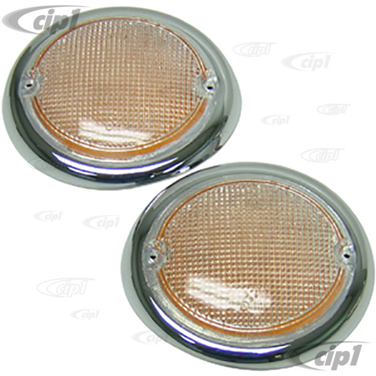 VWC-211-953-161-2B - (211953161B) GENUINE GERMAN HELLA - FRONT TURN SIGNAL  LENS LEFT & RIGHT PAIR - BUS 62-67 - SOLD PAIR