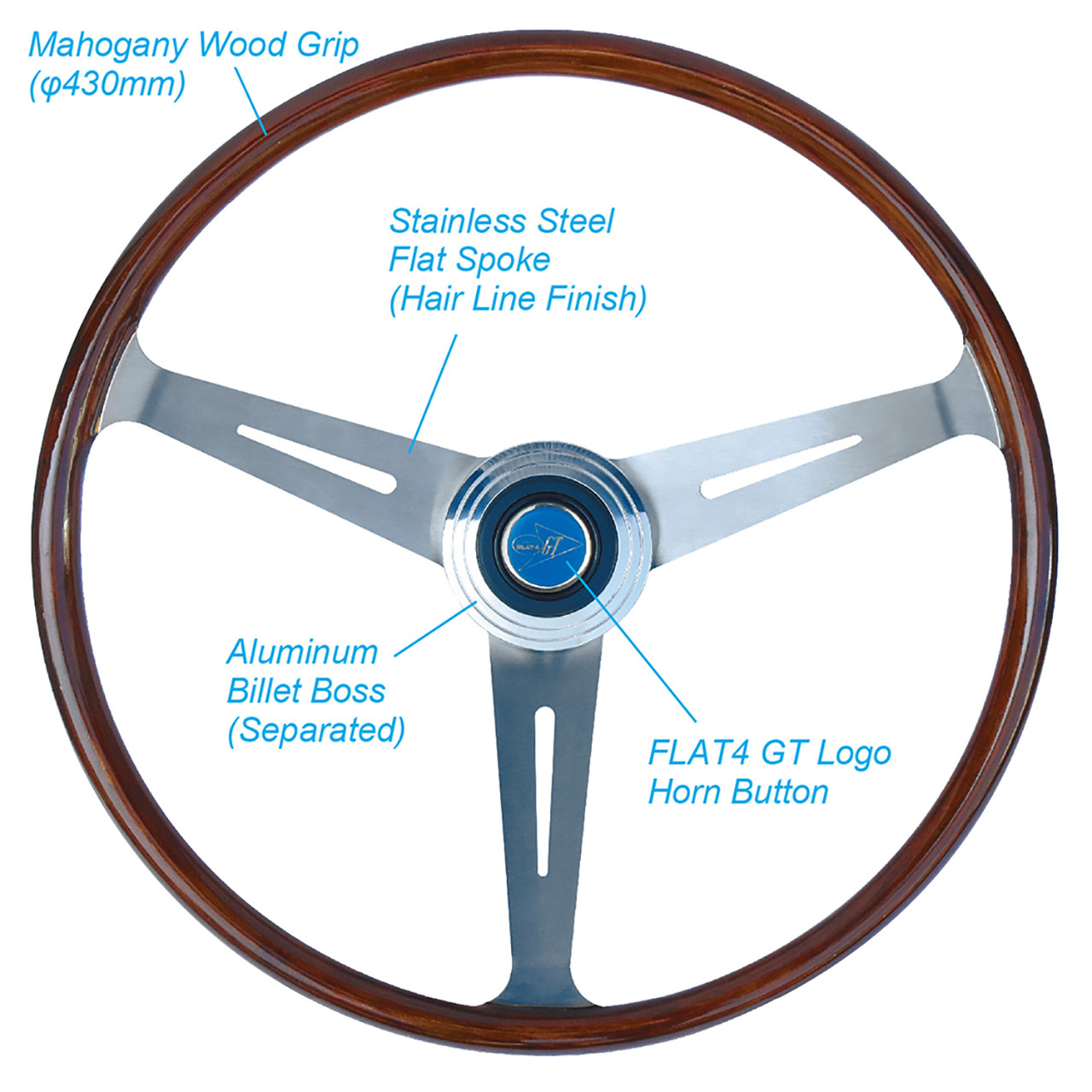 C38-IN-184B - FLAT-4 - GTV 17 INCH STEER WHEEL ONLY - HORN BUTTON