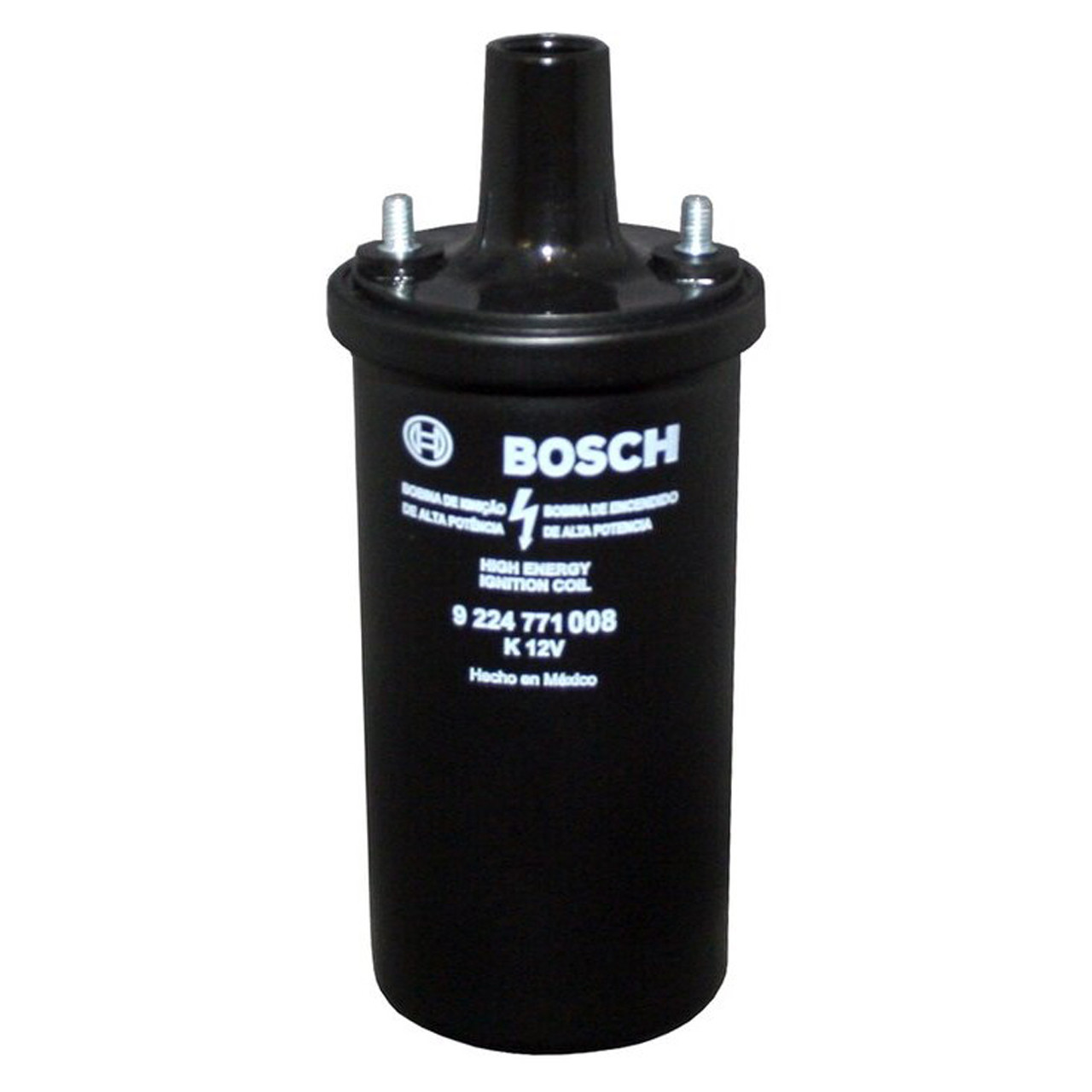 BOS-0-221-119-027-MX - BOSCH MEXICO - BLACK 12 VOLT COIL - WITH 3.4 Ohms  PRIMARY RESISTANCE - WITHOUT BRACKET - BEETLE - GHIA - TYPE-3 - BUS 66-79 - 