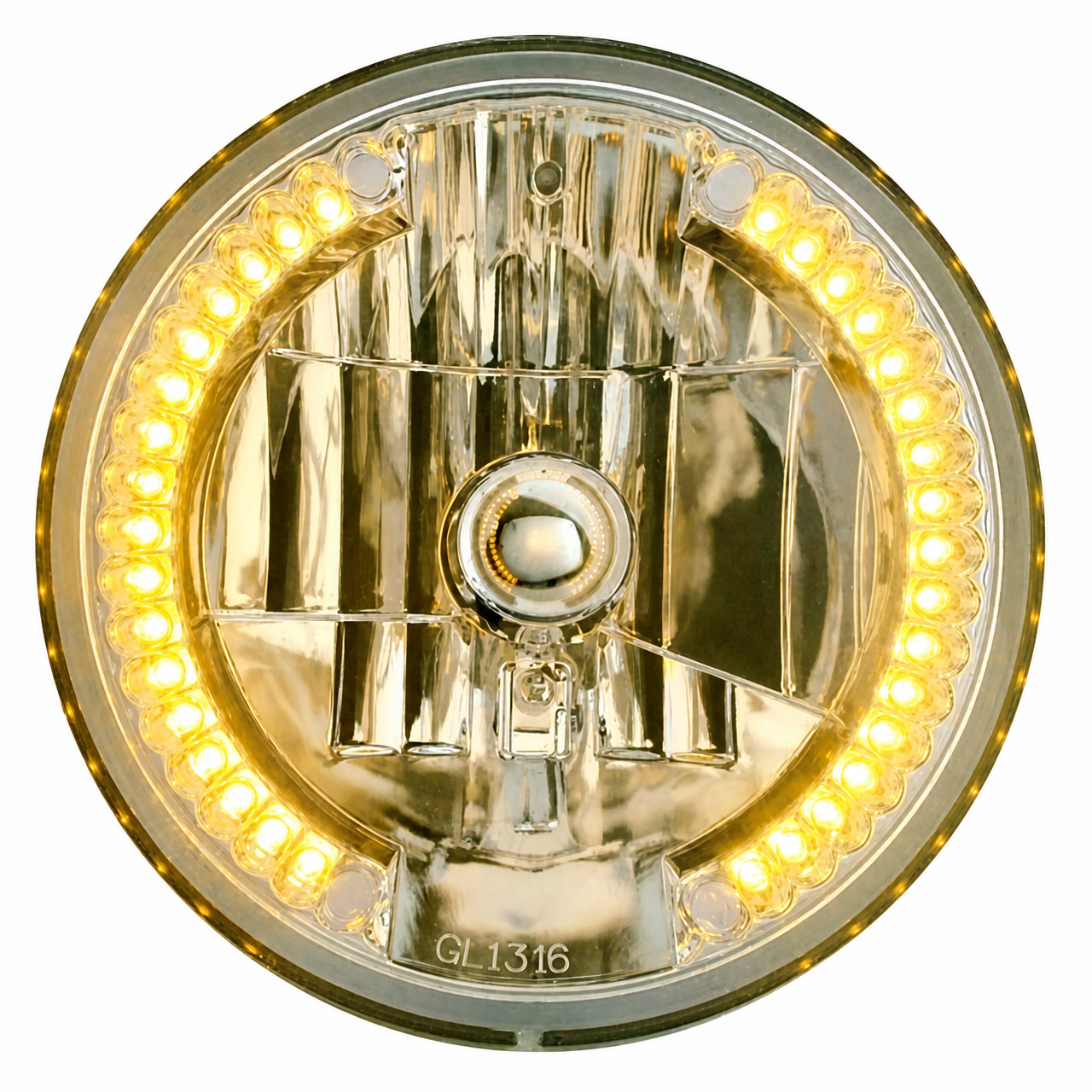 C11-31378 - 7 INCH CRYSTAL HEADLIGHT WITH AMBER LED TURN SIGNAL OR
