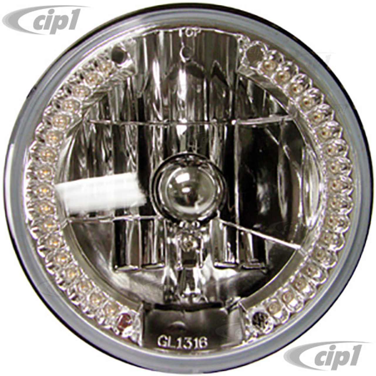 C11-31378 - 7 INCH CRYSTAL HEADLIGHT WITH AMBER LED TURN SIGNAL OR PARK  LIGHTS (WITH H4 HALOGEN BULB) - SOLD EACH