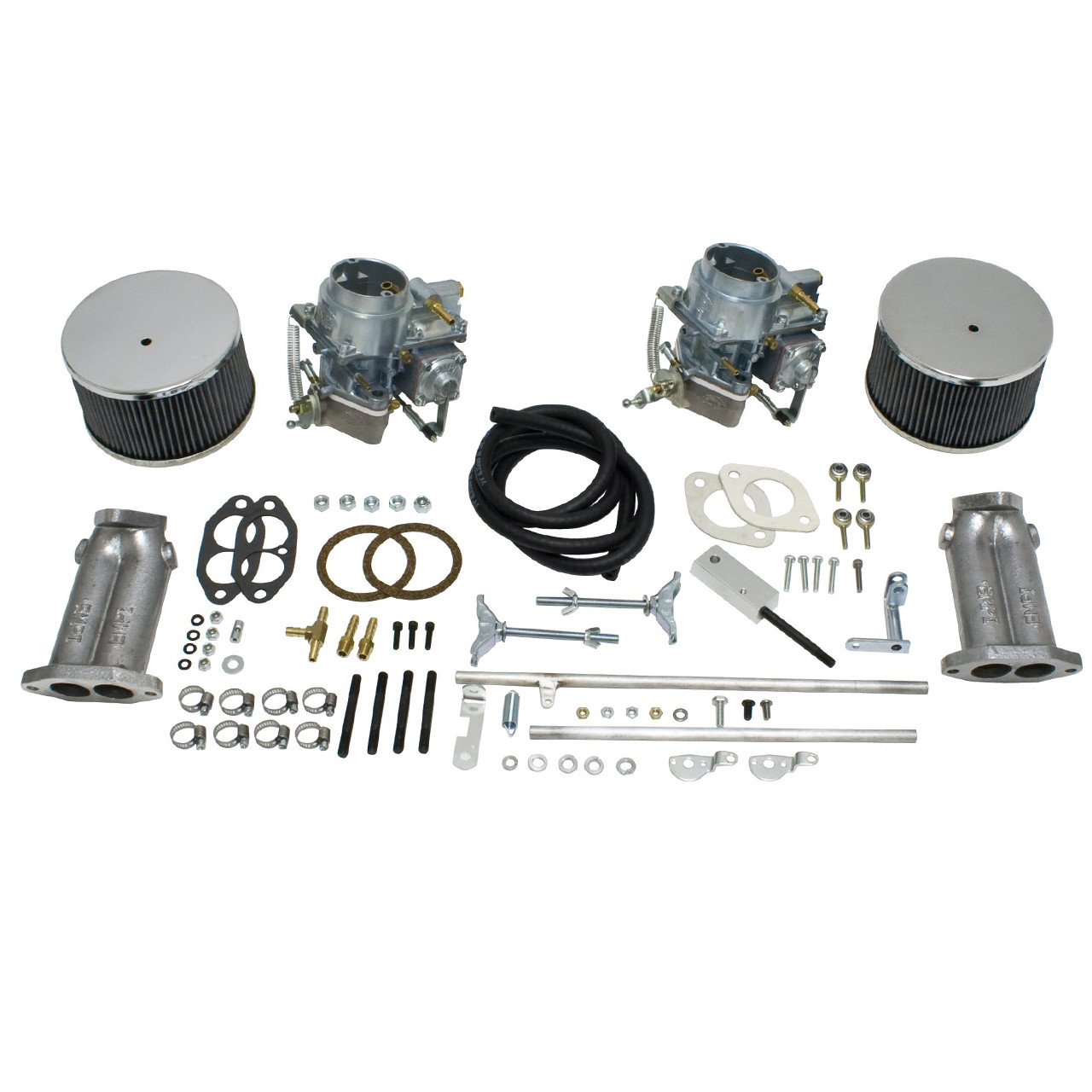 C13-43-4430 - EMPI - COMPLETE 40K 40MM DUAL CARB KIT FOR BEETLE/GHIA DUAL  PORT ENGINES WITH DELUXE TWIST LINKAGE - SOLD KIT