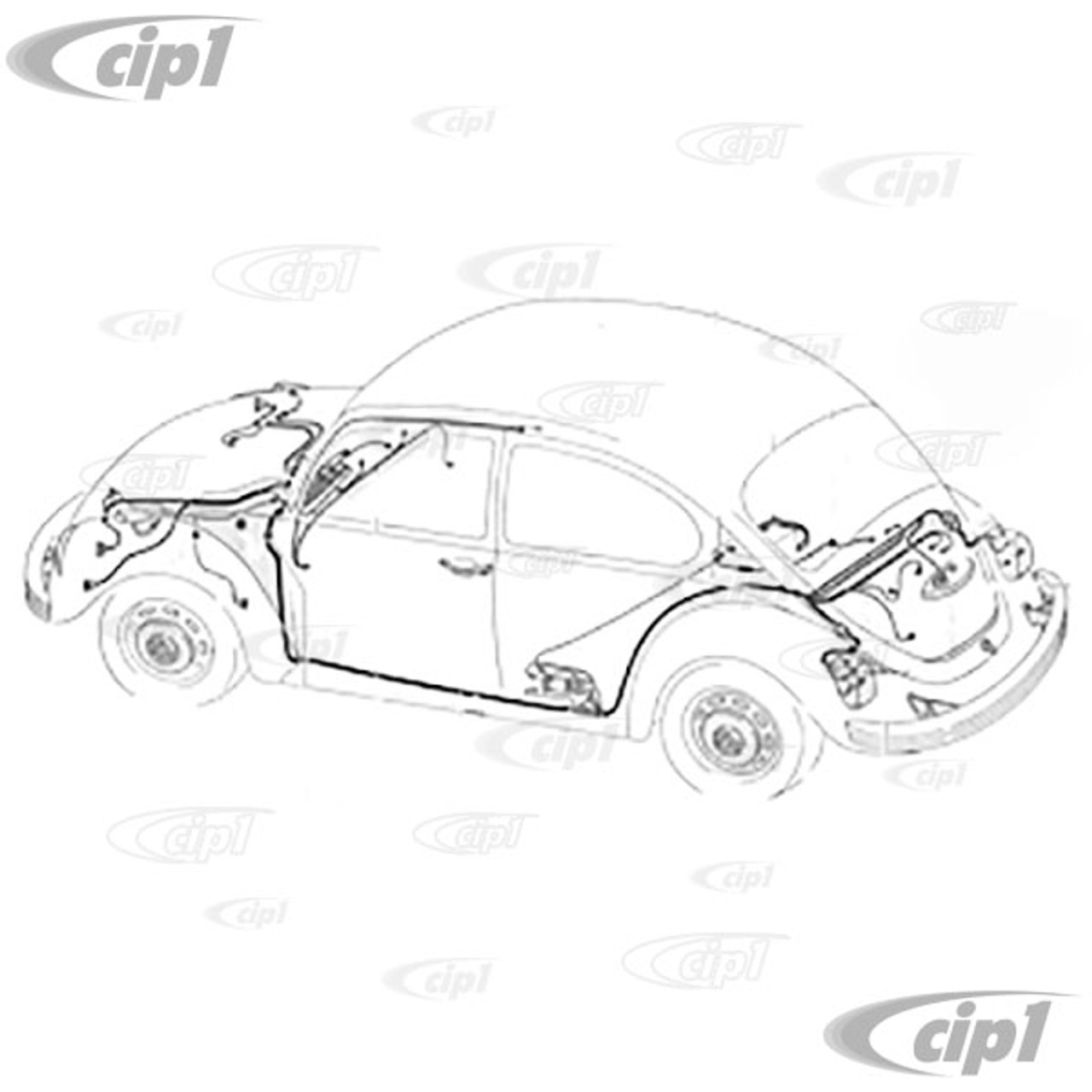 C17 Wk 113 72 73 Complete Wiring Harness Standard Beetle Sedan 72 73 Not Super Beetle With Gr15x Generator Or Internal Regulator Al82x Alternator