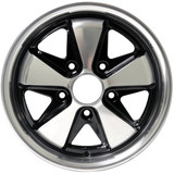 ACC-C10-6645-BLEM - BLEMISHED 911 STYLE 5 SPOKE ALUMINUM WHEEL - BLACK WITH POLISHED SPOKES - 4.5 INCH WIDE X 15 INCH DIA. - 5X130MM BOLT PATTERN (4-1/8 INCH BACKSPACE) - CENTER CAP AND HARDWARE SOLD SEPARATELY - AS IS - ALL SALES FINAL - SOLD EACH