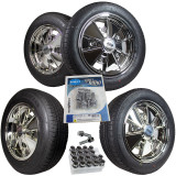 ACC-C10-66BRM-KIT - BRM STYLE CHROME 15INCH STAGGERED WHEEL & TIRE KIT  - MOUNTED & BALANCED & HARDWARE INC. - 5X205 BOLT PATTERN - ONE SET ONLY SPECIAL DEAL