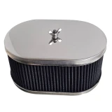 C10-8714 - CHROME OVAL AIR CLEANER ASSEMBLY - 3-1/2 INCH HIGH - FITS HPMX / WEBER IDF 40-44-48MM IDF & DELLORTO DRLA - SOLD EACH