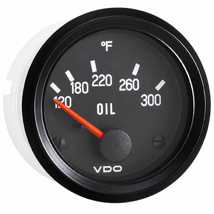 VDO-310-012 - 310012 - BLACK FACE COCKPIT OIL TEMP GAUGE - 300F - 2-1/16 (52MM) IN. - SOLD EACH