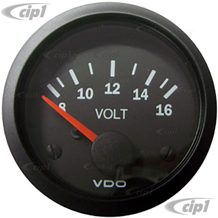 VDO-332-103 - 332103 - BLACK VISION VOLTMETER-8-16 VOLTS 2-1/16 (52MM) - SOLD EACH