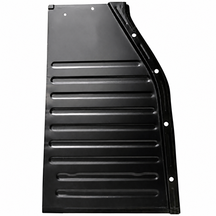 VNG-95-10-74-4 - RIGHT FRONT FLOOR PAN SECTION 19 INCHES WIDE X 27 INCHES LONG - WITH OUTER HOLES FOR HEATER CHANNEL BOLTS - BEETLE 46-79 - BLACK OR GALVANIZED COATING MAY VARY - SOLD EACH
