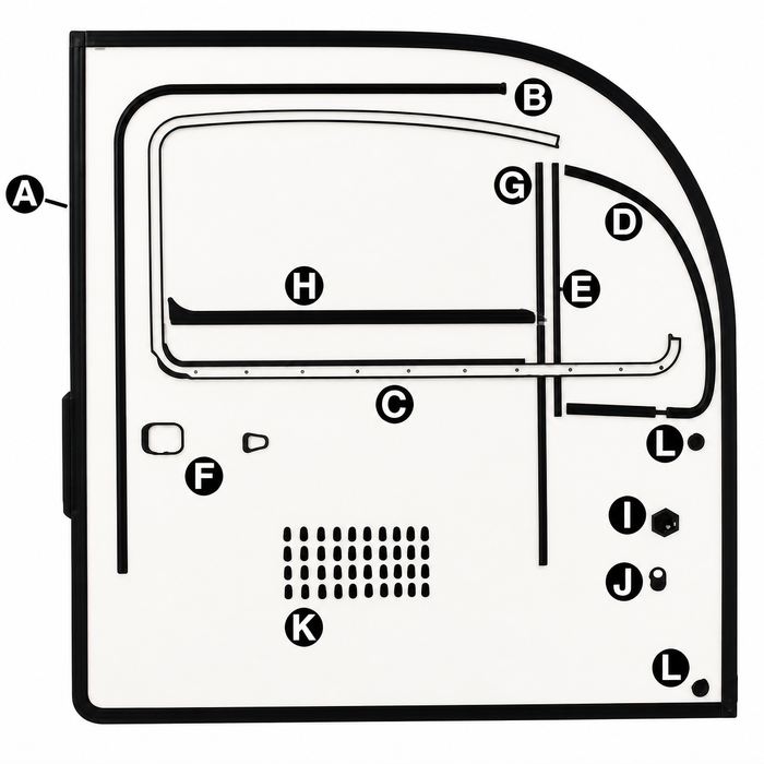 A48-8313-68 - COMPLETE DELUXE DOOR SEAL KIT FOR LEFT AND RIGHT DOORS - WITH NEW TOOLING GERMAN TRIM FRAMES - WITH BRAZILIAN OUTER DOOR SEALS - BEETLE 1968 - SOLD KIT