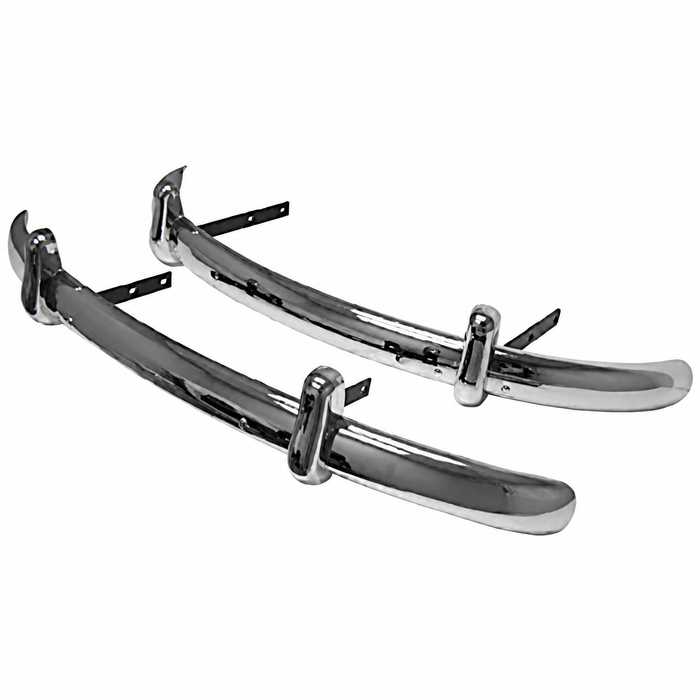 VWC-111-798-001 - COMPLETE FRONT & REAR EURO BUMPER & GUARD KIT WITH BRACKETS AND HARDWARE - BEETLE 46-67 - STANDARD QUALITY- WAX REGULARLY - NO GUARANTEED AGAINST RUSTING - SOLD KIT