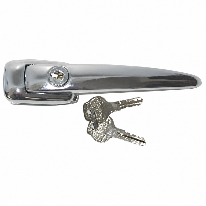 VWC-111-837-205-A - 113-837-205-A - 113837205A - GOOD REPRODUCTION - CHROME OUTER LOCKING DOOR HANDLE WITH KEYS - LEFT OR RIGHT - BEETLE 56-59 - SOLD