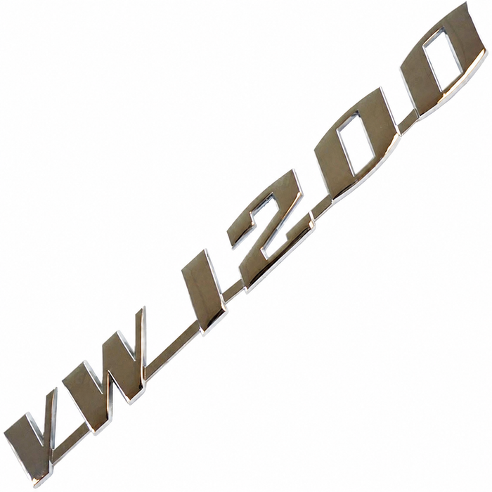 VWC-111-853-687 - (111853687) - VW-1200 VOLKSWAGEN DECK LID SCRIPT WITH 4MM PINS - BEETLE (VWC-113-853-695-3 MOUNTING CLIPS SOLD SEP.) - SOLD EACH