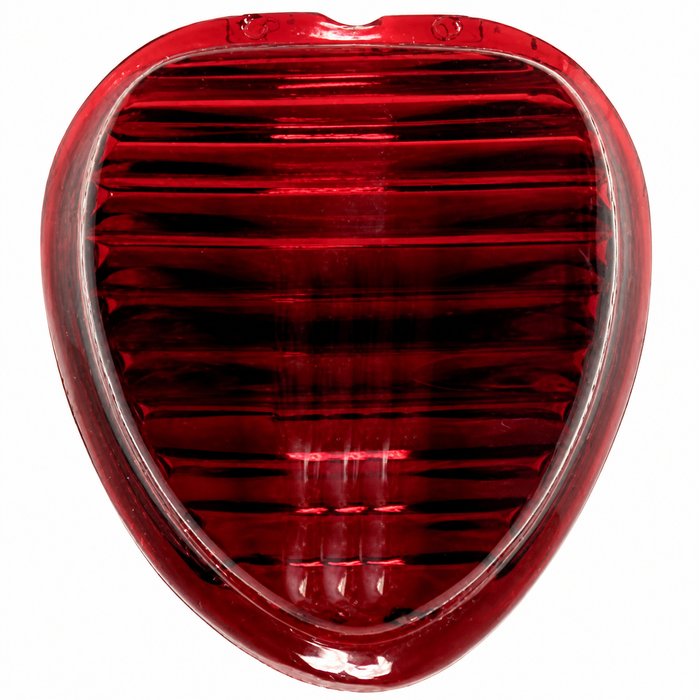 VWC-111-945-121-B - (111945121B B34569) - GERMAN - TAILLIGHT LENS - PLASTIC JUST LIKE ORIGINALLY CAME FROM VW - RED UPPER HEART SHAPED / TOP - LEFT OR RIGHT - BEETLE 52-55 - SOLD EACH