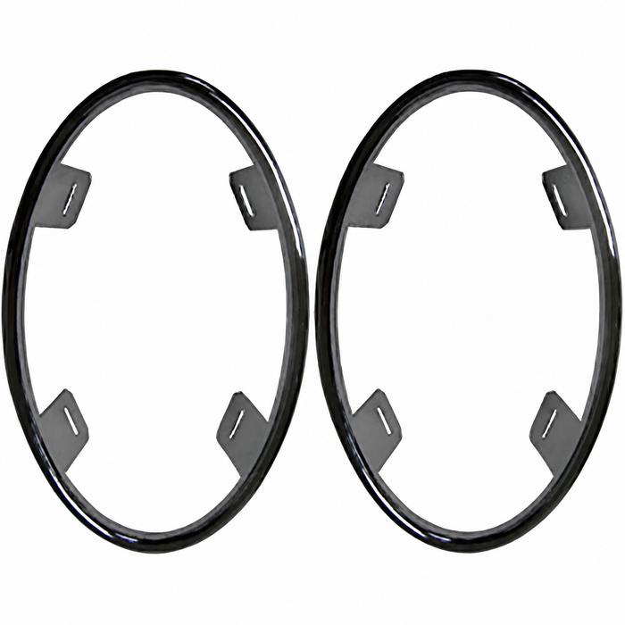 VWC-111-945-219-PR - 111945219 - B00921 - PAIR OF TAIL LIGHT CHROME BEZELS - BEETLE 55-61 - SOLD PAIR